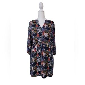 Eclair Lined Floral Splat Dress With Tie Belt Size Small